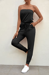 Jumpsuit mit Tube-Top und Trägern